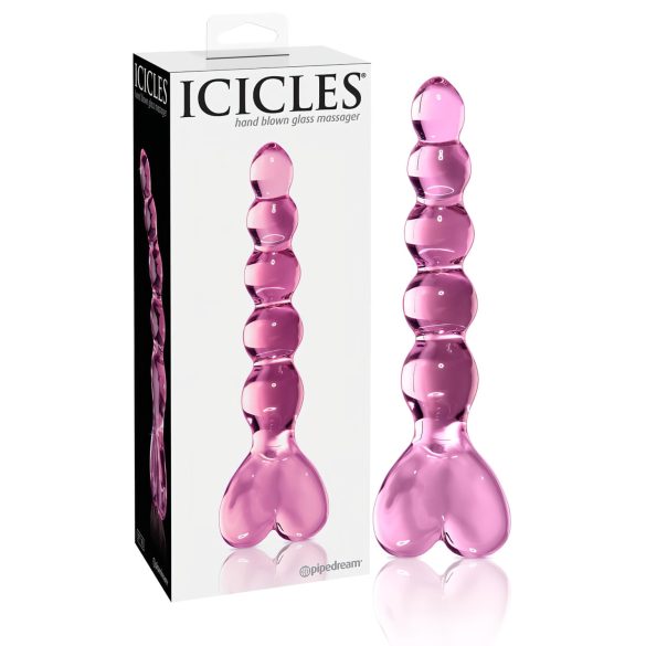 Prstenasti stakleni dildo sa srcima br. 43 (roze)