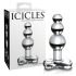 Icicles No. 47 - trostruka staklena analna igračka sa perlicama (prozirna)