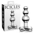 Icicles No. 47 - trostruka staklena analna igračka sa perlicama (prozirna)