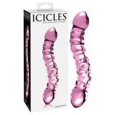 Icicles No. 55 - dvostrani, G-tačka stakleni dildo (roze)