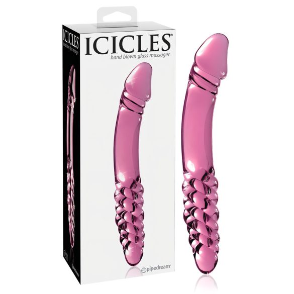 Icicles No. 57 - dvostrani stakleni dildo u obliku penisa (ružičasti)