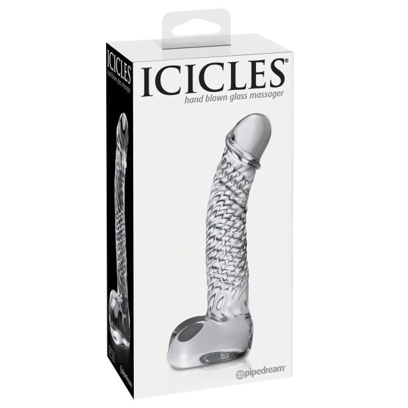 Icicles No. 61 - stakleni dildo sa testisima, u obliku penisa (prozirni)