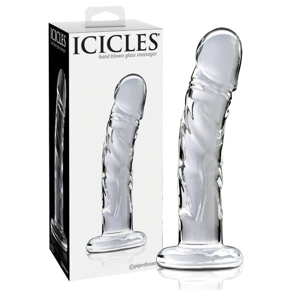 Icicles No. 62 - Stakleni Dildo sa Penisa Dizajnom (Prozirni)