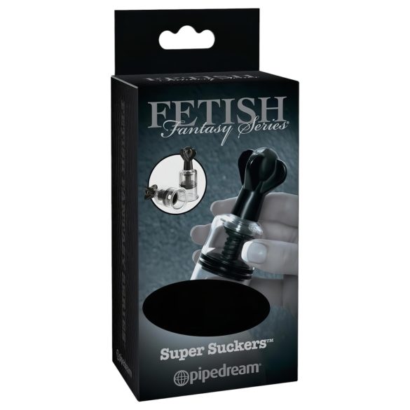 Fetish Super Suckers - pumpe za bradavice (crno-providno)