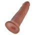 King Cock 10 - veliki dildo sa vakuum postoljem (25cm) - tamna prirodna boja