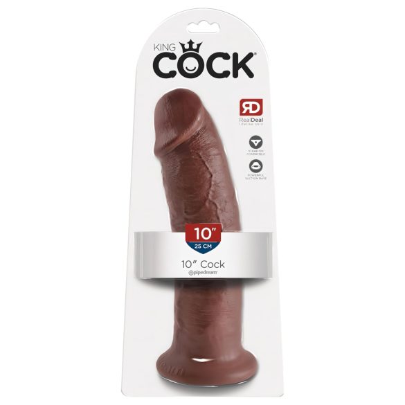 King Cock 10 - veliki dildo sa vakumskim postoljem (25cm) - smeđa