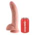 King Cock 9 - veliki dildo sa testisima i vakuum postoljem (23 cm) - prirodna boja
