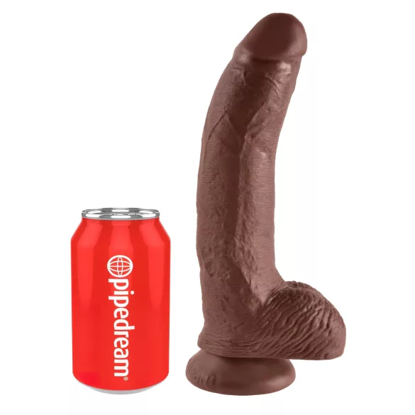King Cock 9 - veliki dildo sa vakumom i testisima (23 cm) - braon