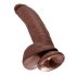 King Cock 9 - veliki dildo sa vakumom i testisima (23 cm) - braon