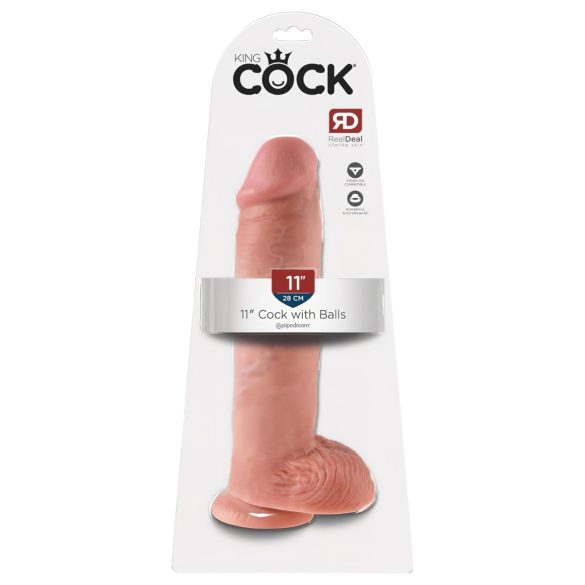 King Cock 11 - Dildo sa vakumskim postoljem i testisima (28cm) - prirodno