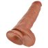 King Cock 11 - dilda sa testisima i vakumskom bazom (28 cm) - tamna prirodna boja
