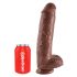 King Cock 11 - veliki dildo sa vakuum osnovom i testisima (28cm) - braon