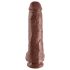 King Cock 11 - veliki dildo sa vakuum osnovom i testisima (28cm) - braon