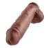 King Cock 11 - veliki dildo sa vakuum osnovom i testisima (28cm) - braon