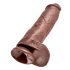 King Cock 11 - veliki dildo sa vakuum osnovom i testisima (28cm) - braon