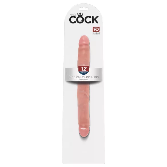 King Cock 12 Slim - realistični dvostruki dildo (31 cm) - prirodna boja