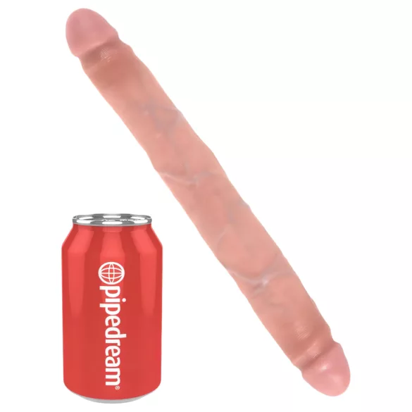 King Cock 12 Slim - realistični dvostruki dildo (31 cm) - prirodna boja