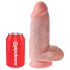 King Cock 9 Debeljko - dildo sa testisima i vakuum bazom (23cm) - prirodna boja
