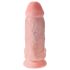 King Cock 9 Debeljko - dildo sa testisima i vakuum bazom (23cm) - prirodna boja