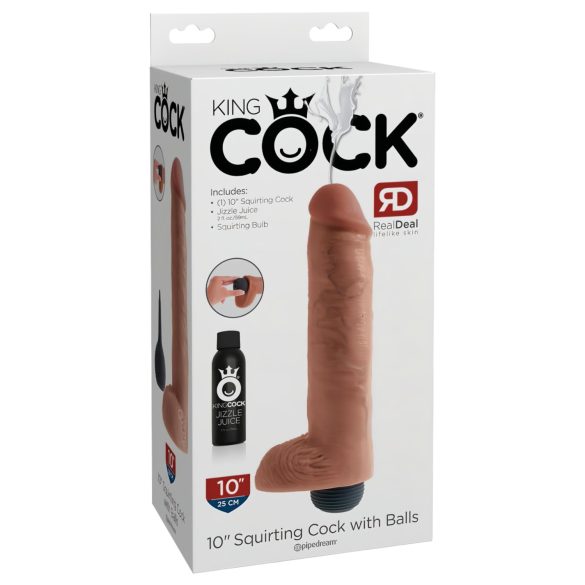 King Cock 10 - realistični dildo sa prskanjem (25cm) - prirodna boja