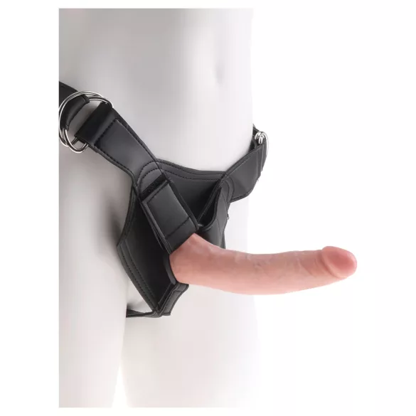 King Cock 7 - crni strap-on dildo s pojasom