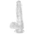 King Cock Clear 6 - mali dildo sa vakumskom bazom i testisima (15 cm)