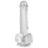 King Cock Clear 6 - mali dildo sa vakumskom bazom i testisima (15 cm)