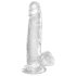 King Cock Clear 7 - dildó sa testisima i vakumskom bazom (18 cm)