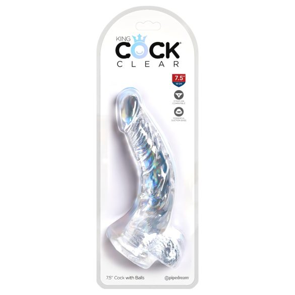 King Cock Clear 19cm - Dildo sa Testisima i Vakum Držačem
