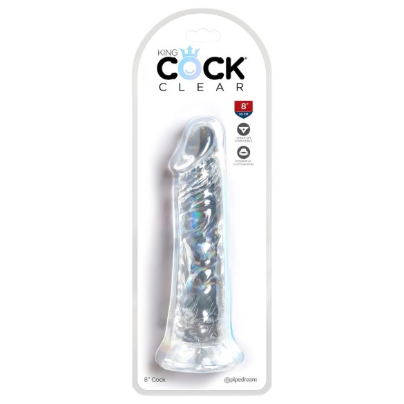 King Cock Clear 8 - veliki dildo sa vakum postoljem (20cm)