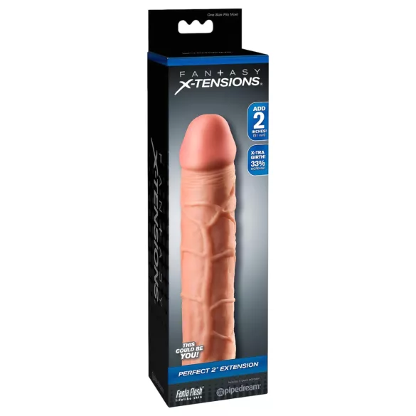 X-TENSION Perfect 2 - Realistična navlaka za penis (20,3 cm) - prirodna боја