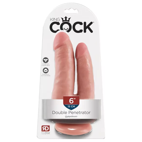 King Cock Double Penetrator - realistični dupli dildo (natur)