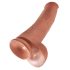 King Cock 15 - džinovski dildo (38cm) - tamna prirodna boja
