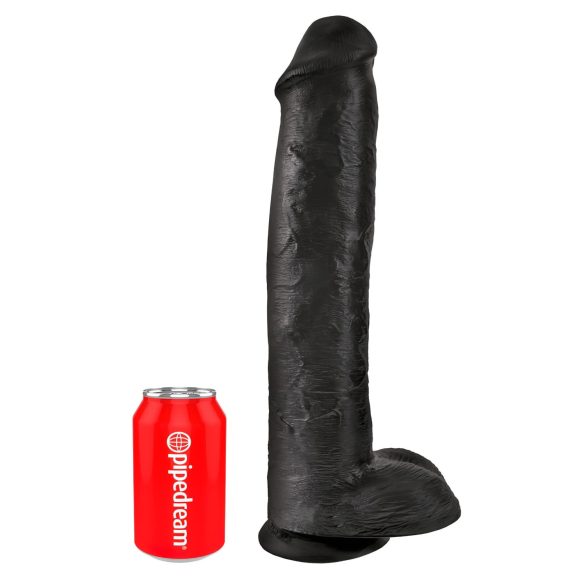 King Cock 15 - Crni dildo sa testisima i vakuum postoljem (38cm)