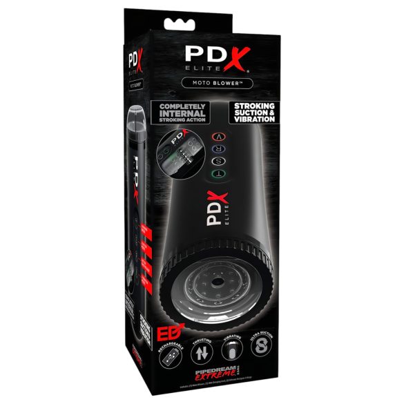 PDX Moto Blower - usisavajući, vibrirajući masturbator (crna boja)