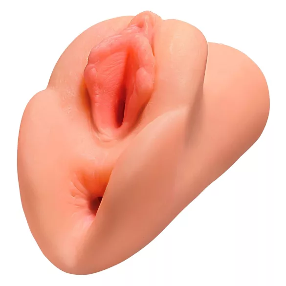 PDX Double Stroker - 2u1 realistični masturbator (prirodna boja)
