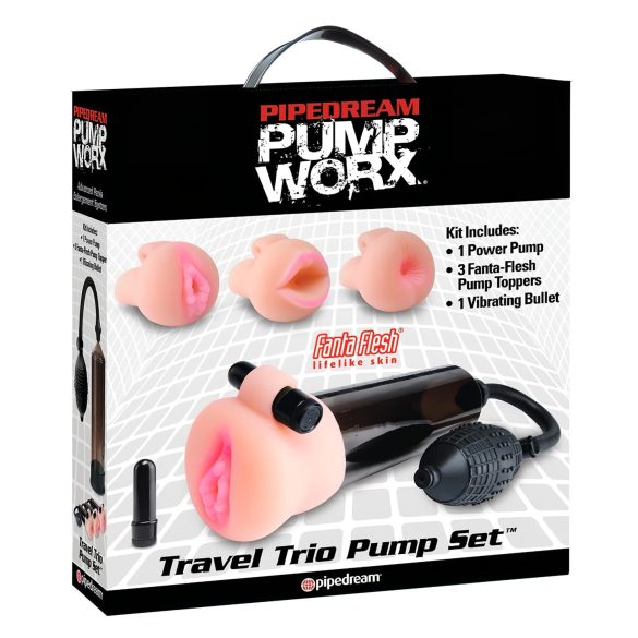 Pipedream Travel Trio - set vibracionih pumpi za penis (crna)