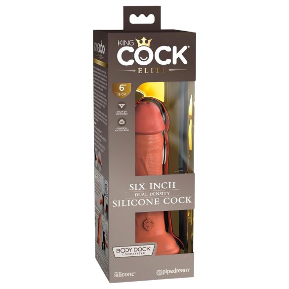 King Cock Elite 6 - realistični dildo sa vakuumskom bazom (15cm) - tamni