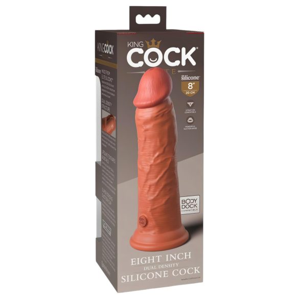 Kralj Kok Elite 8 - dildo sa vakum-cupom (20cm) - tamnija prirodna nijansa