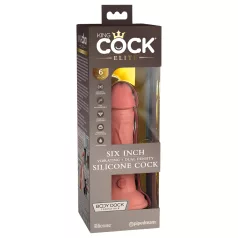   King Cock Elite 6 - vibrator sa vakuumskom čašom (15 cm) - prirodne boje