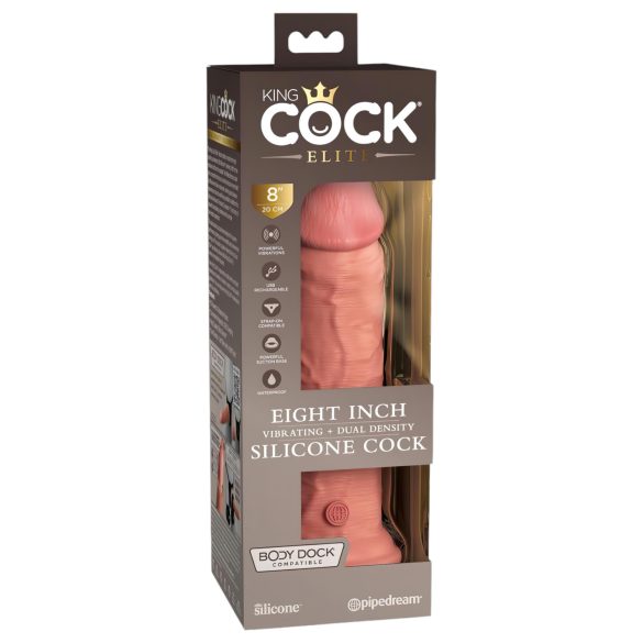 King Cock Elite 8 - vibrator sa vakuumskom bazom (20cm) - prirodna boja