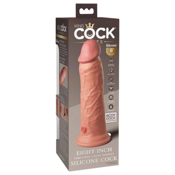 King Cock Elite 8 - vibrator sa vakuumskom bazom (20cm) - prirodna boja