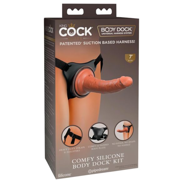 King Cock Elite Comfy - Podesivi Dildo sa Kaišem (tamno prirodna boja)