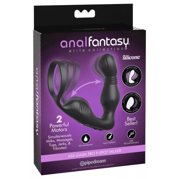 Anal Fantasy Elite - vibrirajući masažer prostate sa prstenom za penis (crni)