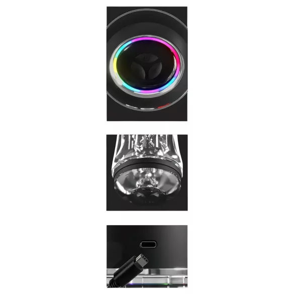 PDX ViewTube Pro - vakuum‑vibrirajući masturbator (crni)