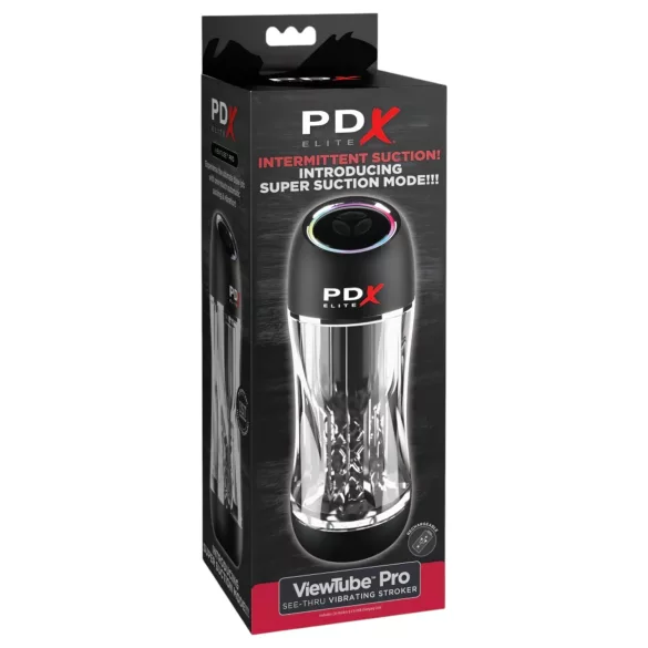 PDX ViewTube Pro - vakuum‑vibrirajući masturbator (crni)