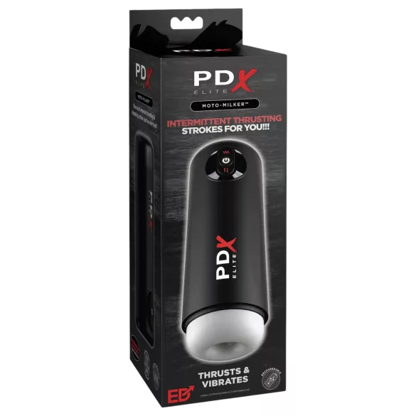 PDX Elite Moto Milker - potisno-vibracioni masturbator (crni)