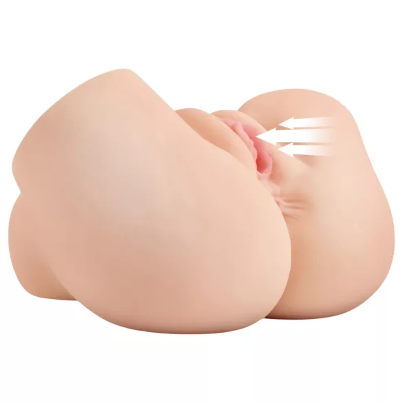PDX Elite - vakuumski, vibrirajući 2-u-1 masturbator (natur)