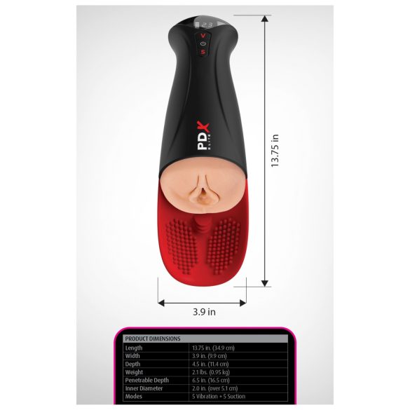 PDX Elite Fuck-O-Mat Pro XL - stimulisani vakuum vibrator masturbator (crni)