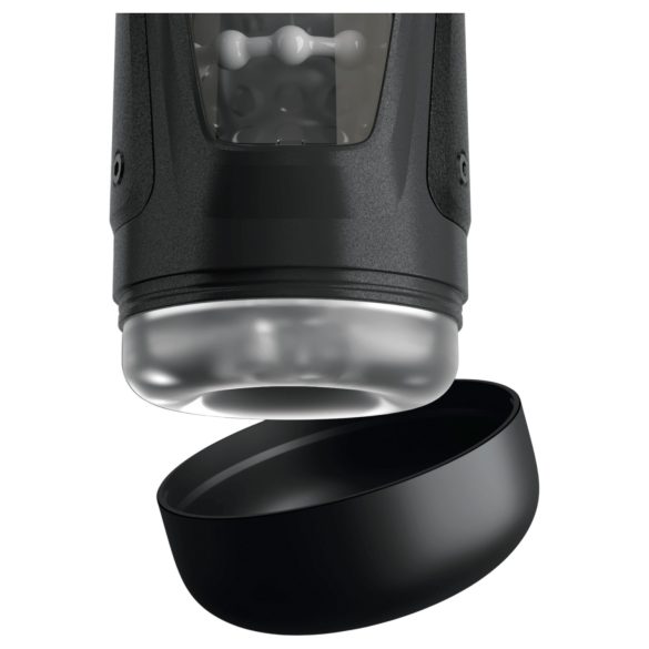 PDX Elite Moto-Bator Pro - biserni, grejni masturbator sa potiskom (crni)